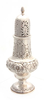 Lot 602 - A VICTORIAN BALUSTER SILVER SUGAR CASTOR with...