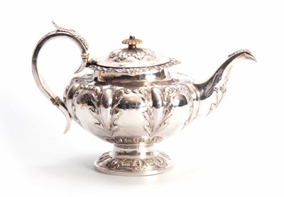 Lot 603 - A VICTORIAN SILVER TEAPOT OF LARGE SIZE of...