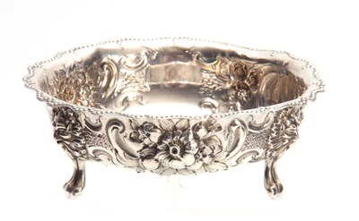 Lot 608 - A LATE 19th CENTURY SILVER EMBOSSED SUGAR BOWL...