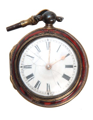 Lot 621 - A GEORGE II SILVER PAIR CASED POCKET WATCH IN...