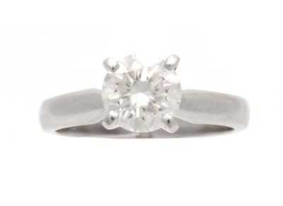 Lot 665 - A HALLMARKED WHITE GOLD SOLITAIRE BRILLANT CUT...