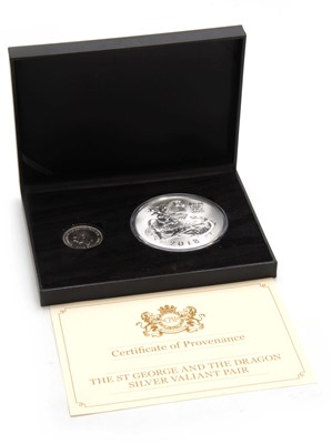 Lot 721 - A CASED ST GEORGE AND THE DRAGON SILVER...