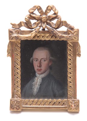 Lot 759 - A MINIATURE AUSTRIAN PORTRAIT, 10cm by 7.5cm.