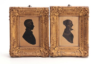 Lot 761 - A PAIR OF 19TH CENTURY SILHOUETTES inscribed...