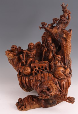 Lot 197 - A 19th CENTURY CHINESE ELABORATE BOXWOOD ROOT...