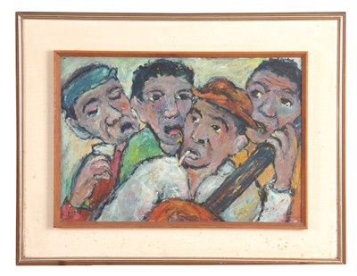 Lot 792 - A 20TH CENTURY OIL PAINTING OF FOUR MUSICIANS...