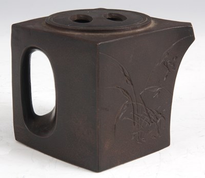 Lot 119 - A 19TH CENTURY CHINESE SMALL CUBE TEAPOT with...