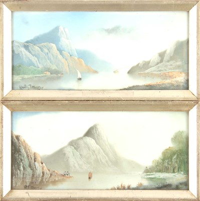 Lot 91 - MARTIN T WOOD A PAIR OF OILS ON PORCELAIN...