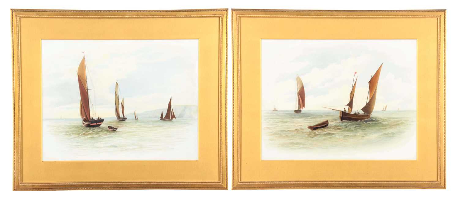 Lot 151 - A PAIR OF 19TH CENTURY MARINE SCENE PAINTED ON OPAQUE GLASS PANELS