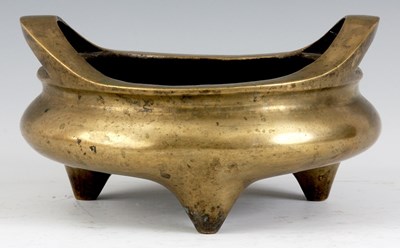 Lot 195 - A CHINESE BRONZE INCENSE BURNER the two...