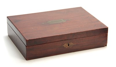 Lot 949 - A GEORGE III MAHOGANY SHALLOW BOX with inset...