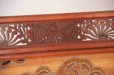 Lot 967 - AN ARTS AND CRAFTS WALNUT EMBROIDERED SCREEN...