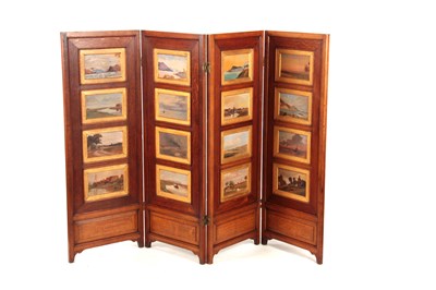 Lot 972 - AN ART DECO STYLE OAK FOUR FOLD SCREEN having...