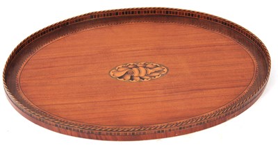 Lot 976 - A FINE GEORGE III INLAID SATINWOOD OVAL TRAY...