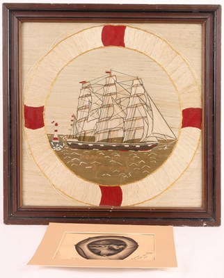 Lot 426 - A LATE 19th CENTURY SAILORS TAPESTRY of a Tea...