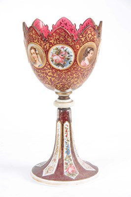 Lot 11 - A 19TH CENTURY BOHEMIAN RUBY AND WHITE OVERLAY...