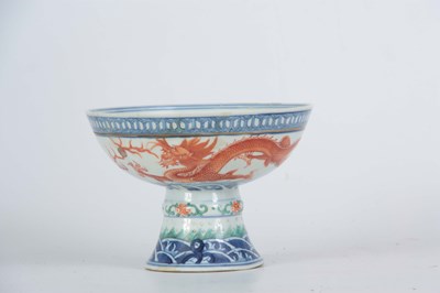 Lot 139 - AN 18th/19th CENTURY CHINESE PORCELAIN STEM...