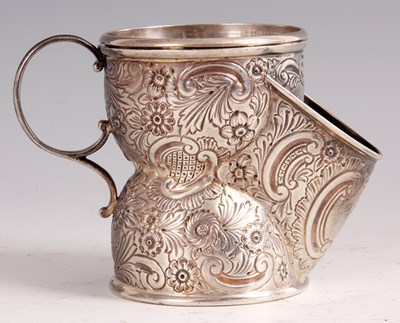 Lot 276 - A LATE VICTORIAN SILVER SHAVING MUG with lift...