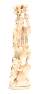 Lot 201 - A JAPANESE MEIJI PERIOD IVORY OKIMONO modelled...