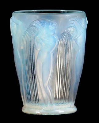 Lot 33 - AN R, LALIQUE DANAIDES OPALESCENT GLASS VASE...