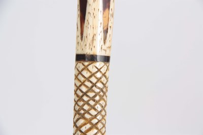Lot 460 - A 19th CENTURY SCRIMSHAW WHALE BONE WALKING...