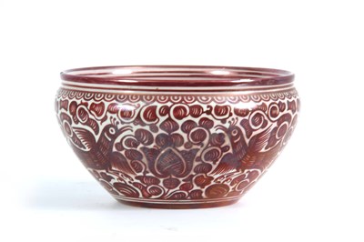 Lot 61 - A 20TH CENTURY CANTEGALI RUBY LUSTRE BOWL...