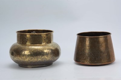 Lot 663 - TWO 19TH CENTURY ISLAMIC BRASS JARDINIERS the...