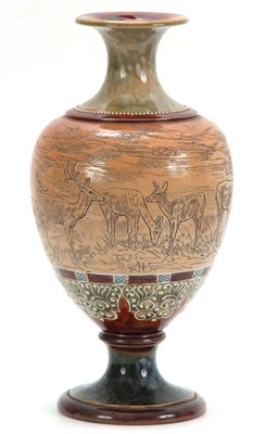 Lot 68 - A 19TH CENTURY DOULTON LAMBETH VASE BY HANNAH...