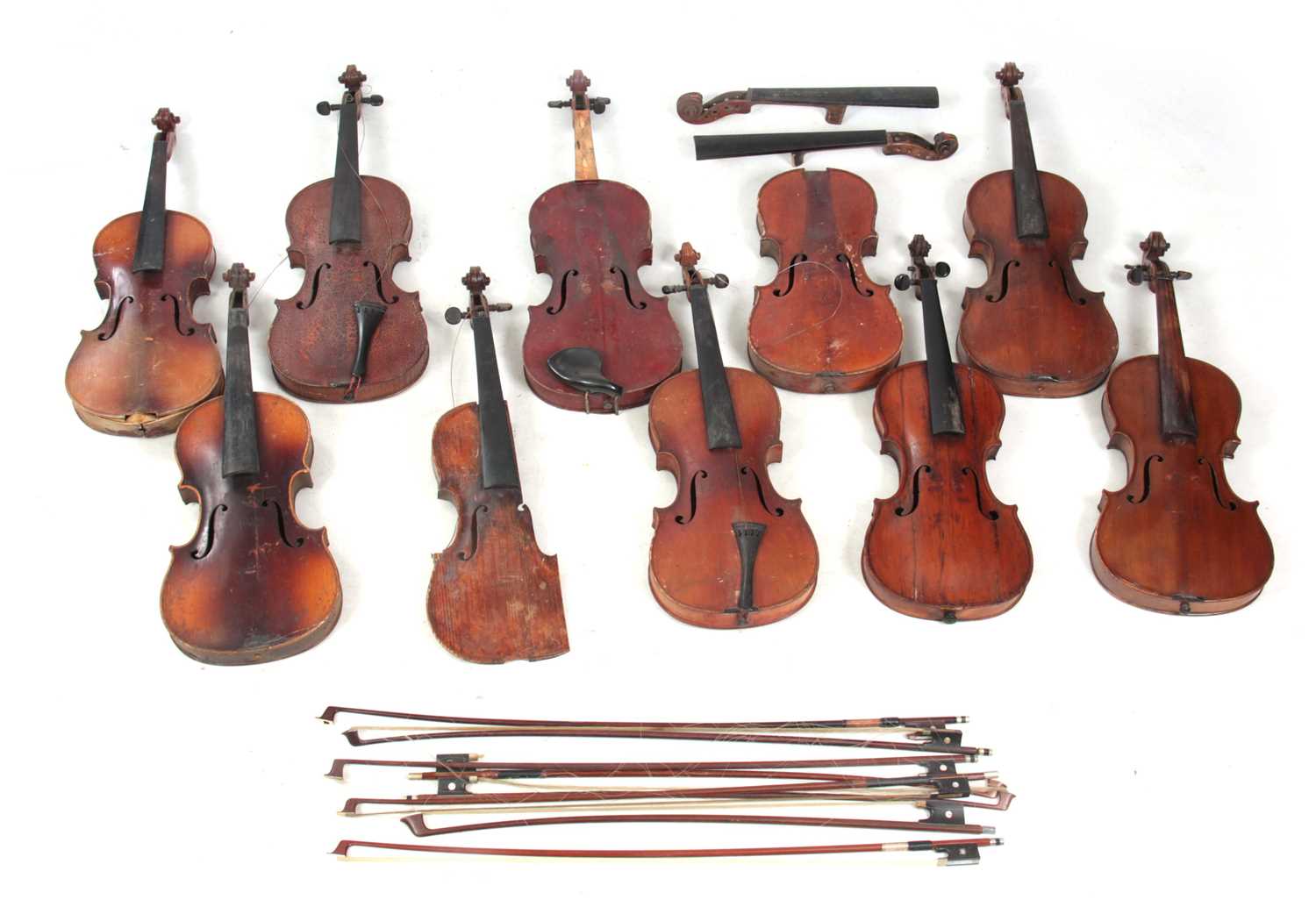 Lot 778 - A COLLECTION OF 10 VIOLINS, VIOLIN PARTS AND 8...