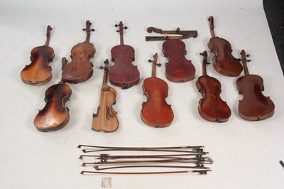 Lot 778 - A COLLECTION OF 10 VIOLINS, VIOLIN PARTS AND 8...