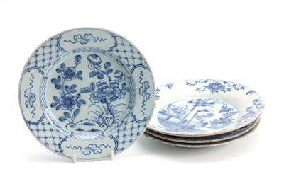 Lot 83 - FOUR 18TH CENTURY DELFT BLUE AND WHITE PLATES...