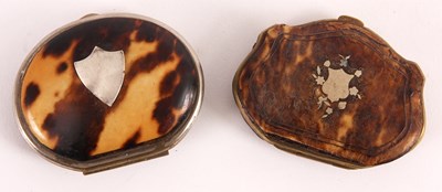 Lot 533 - TWO SMALL MID 19TH CENTURY TORTOISESHELL...