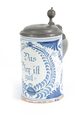 Lot 87 - AN 18TH CENTURY GERMAN BLUE AND WHITE PEWTER...