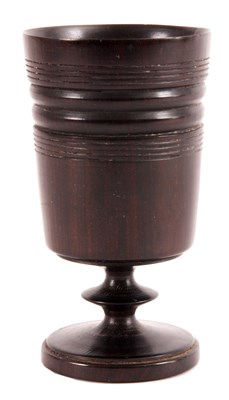 Lot 500 - AN EARLY 19TH CENTURY ROSEWOOD TREEN GOBLET...