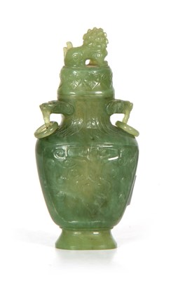 Lot 104 - A 19th CENTURY CHINESE JADE VASE AND COVER of...