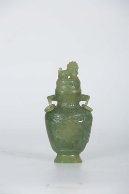 Lot 104 - A 19th CENTURY CHINESE JADE VASE AND COVER of...