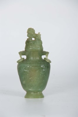 Lot 104 - A 19th CENTURY CHINESE JADE VASE AND COVER of...