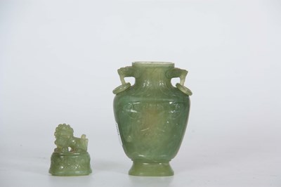 Lot 104 - A 19th CENTURY CHINESE JADE VASE AND COVER of...