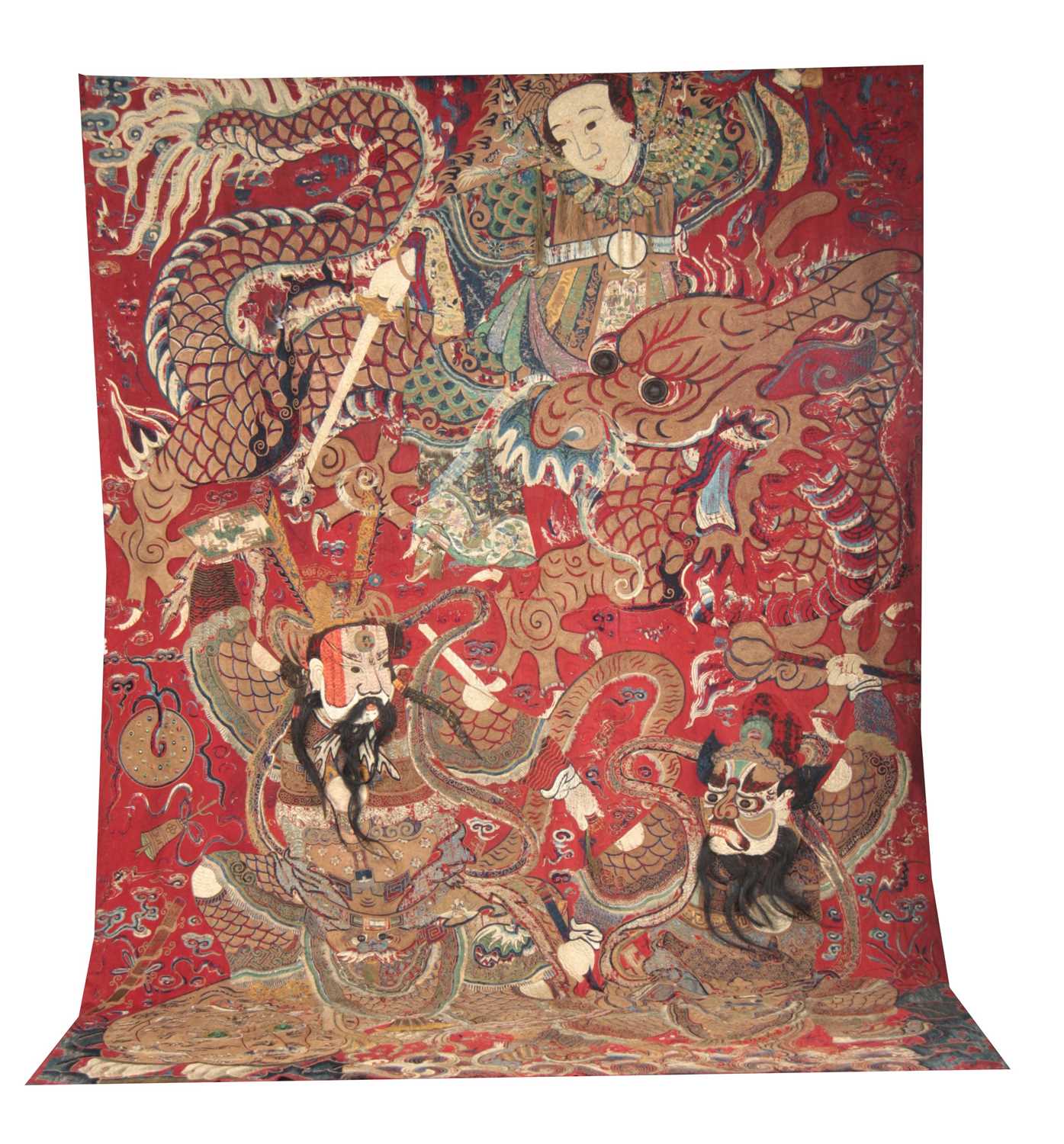 Lot 147 - AN 18TH/19TH CENTURY CHINESE WALL HANGING...