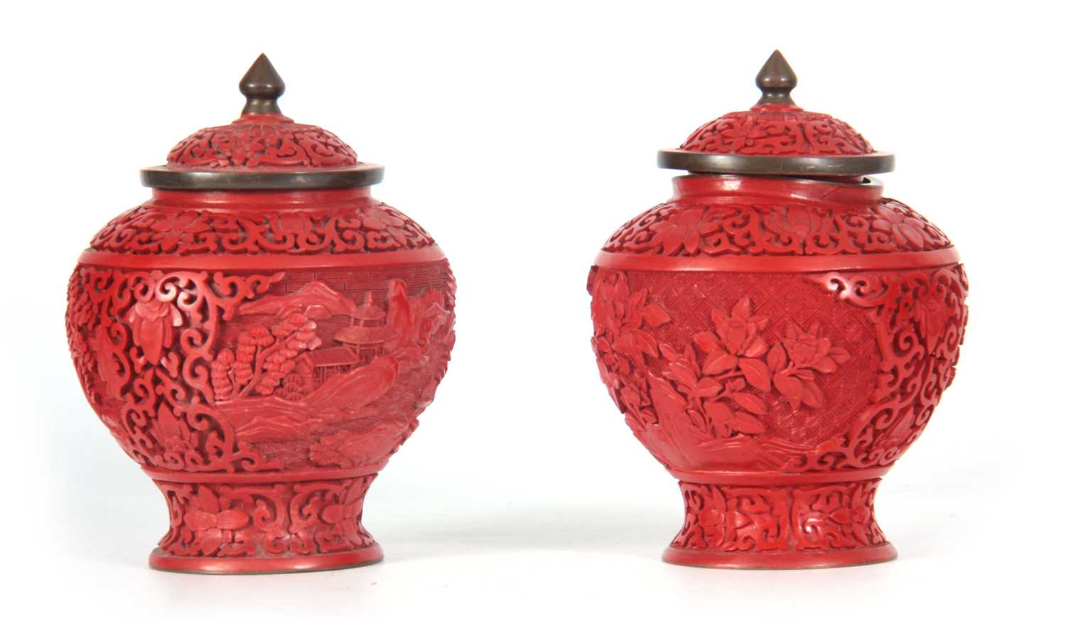 Lot 148 - A LATE 19TH CENTURY CHINESE CINNABAR LIDDED...