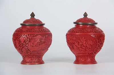 Lot 148 - A LATE 19TH CENTURY CHINESE CINNABAR LIDDED...