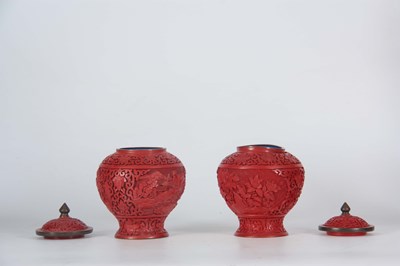 Lot 148 - A LATE 19TH CENTURY CHINESE CINNABAR LIDDED...