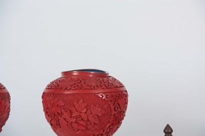 Lot 148 - A LATE 19TH CENTURY CHINESE CINNABAR LIDDED...