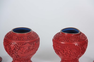 Lot 148 - A LATE 19TH CENTURY CHINESE CINNABAR LIDDED...