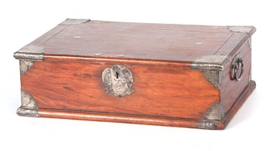 Lot 159 - AN 18TH CENTURY CHINESE HARDWOOD BOX with...