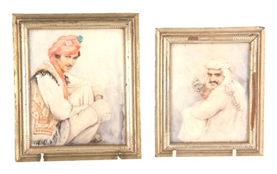 Lot 174 - E JANET LAING - WATERCOLOUR seated portrait on...