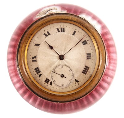 Lot 661 - A LATE 19TH CENTURY SWISS PINK ENAMEL ROUND...