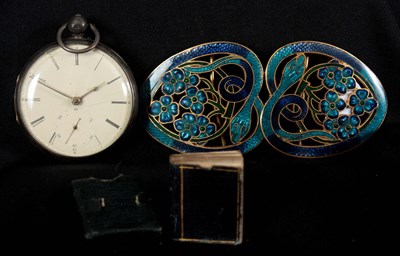 Lot 186 - AN ART NOUVEAU STYLE ENAMELLED AND GILT METAL...