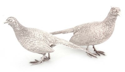 Lot 231 - A STYLISH PAIR OF STERLING SILVER SCULPTURES...