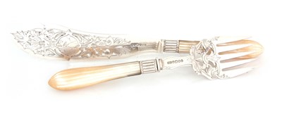 Lot 236 - A PAIR OF VICTORIAN SILVER AND MOTHER-OF-PEARL...